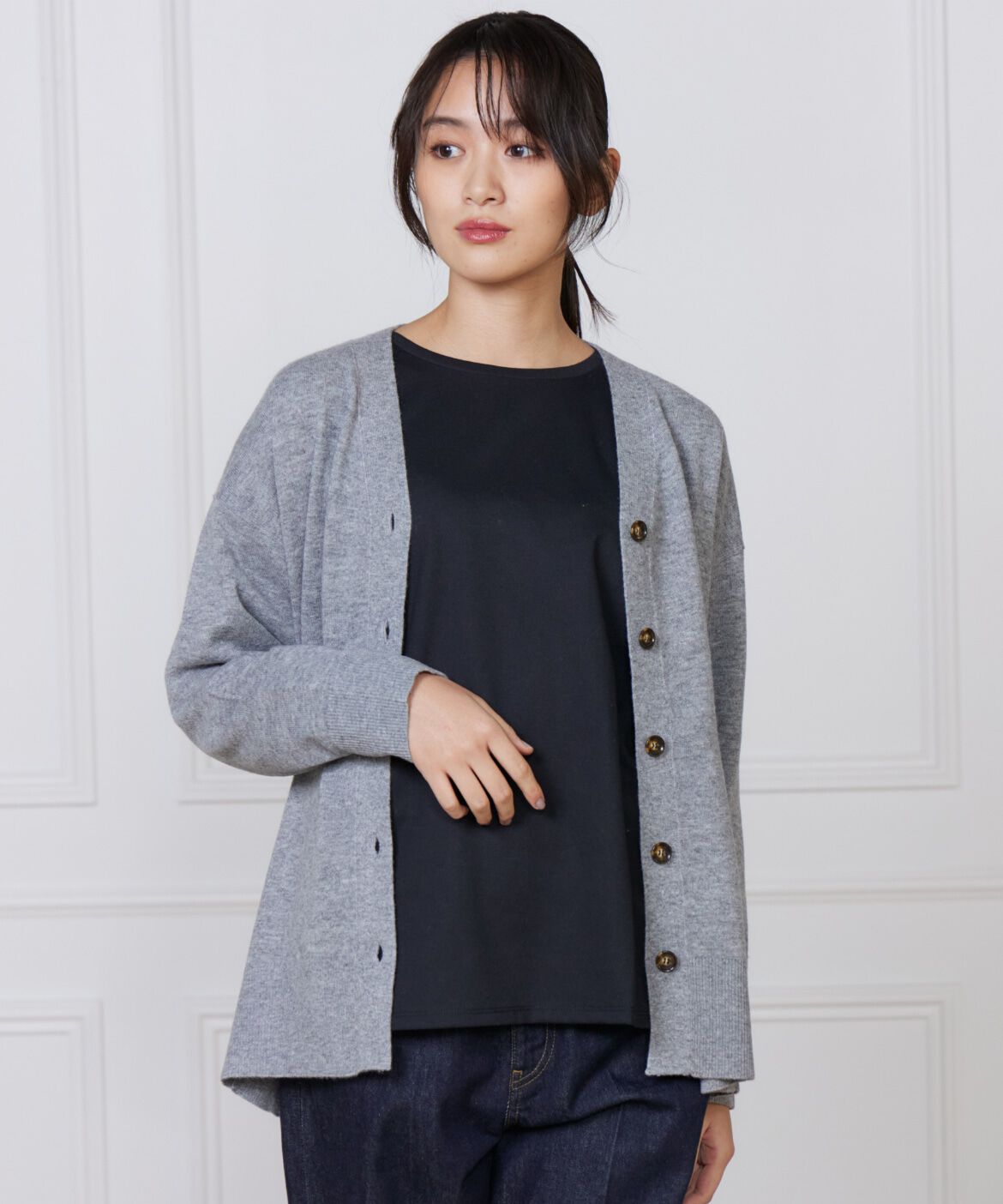 カシミヤ混Vネックカーディガン《CASH5》（DAY by DAY it's