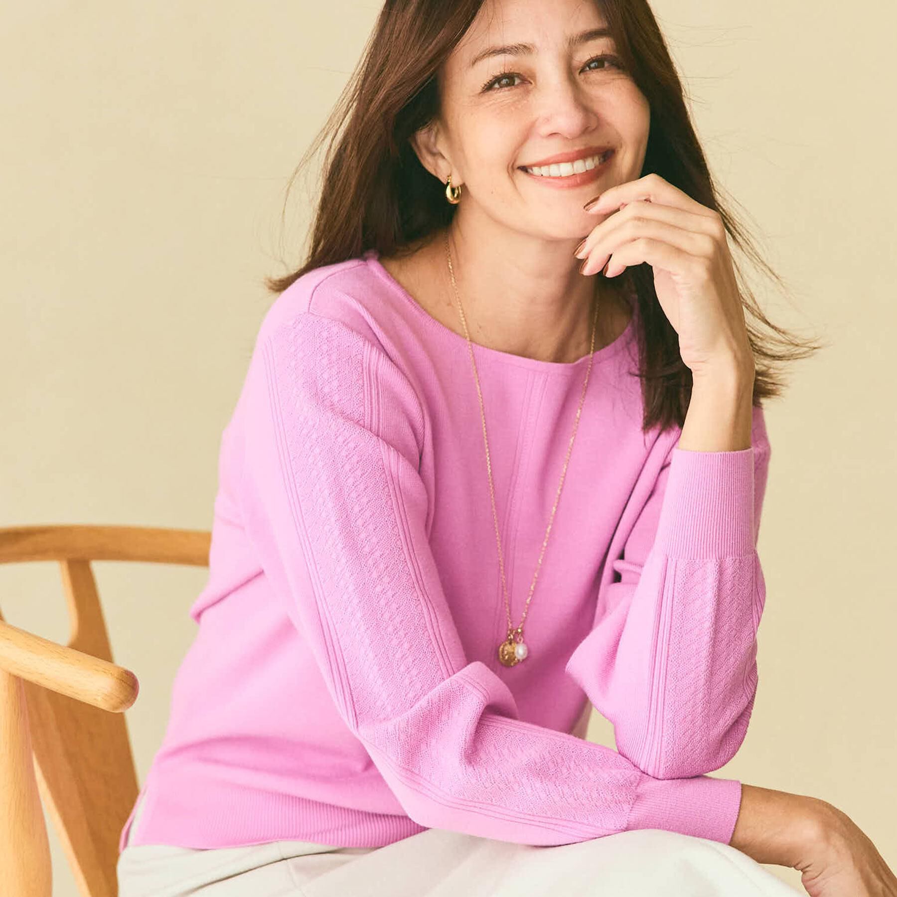 Reflect「【選べる6色／長く着られる◎】ボートネックニット」|ニット・セーター|ピンク(072)