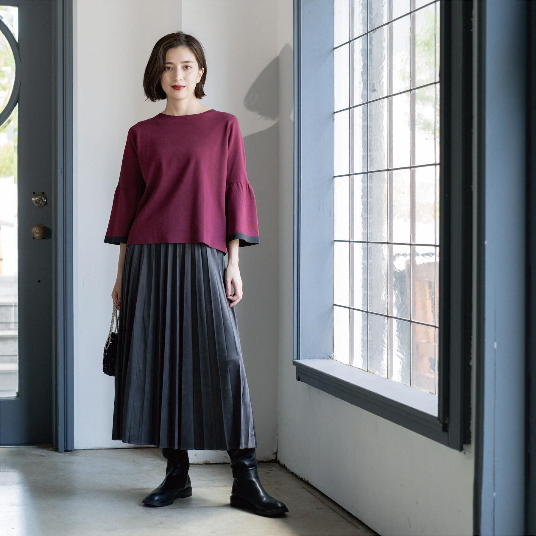 OPAQUE.CLIP「フェイクスウェードプリーツスカート【静電気防止加工/洗濯機OK】《6col/S～LL》」|スカート|