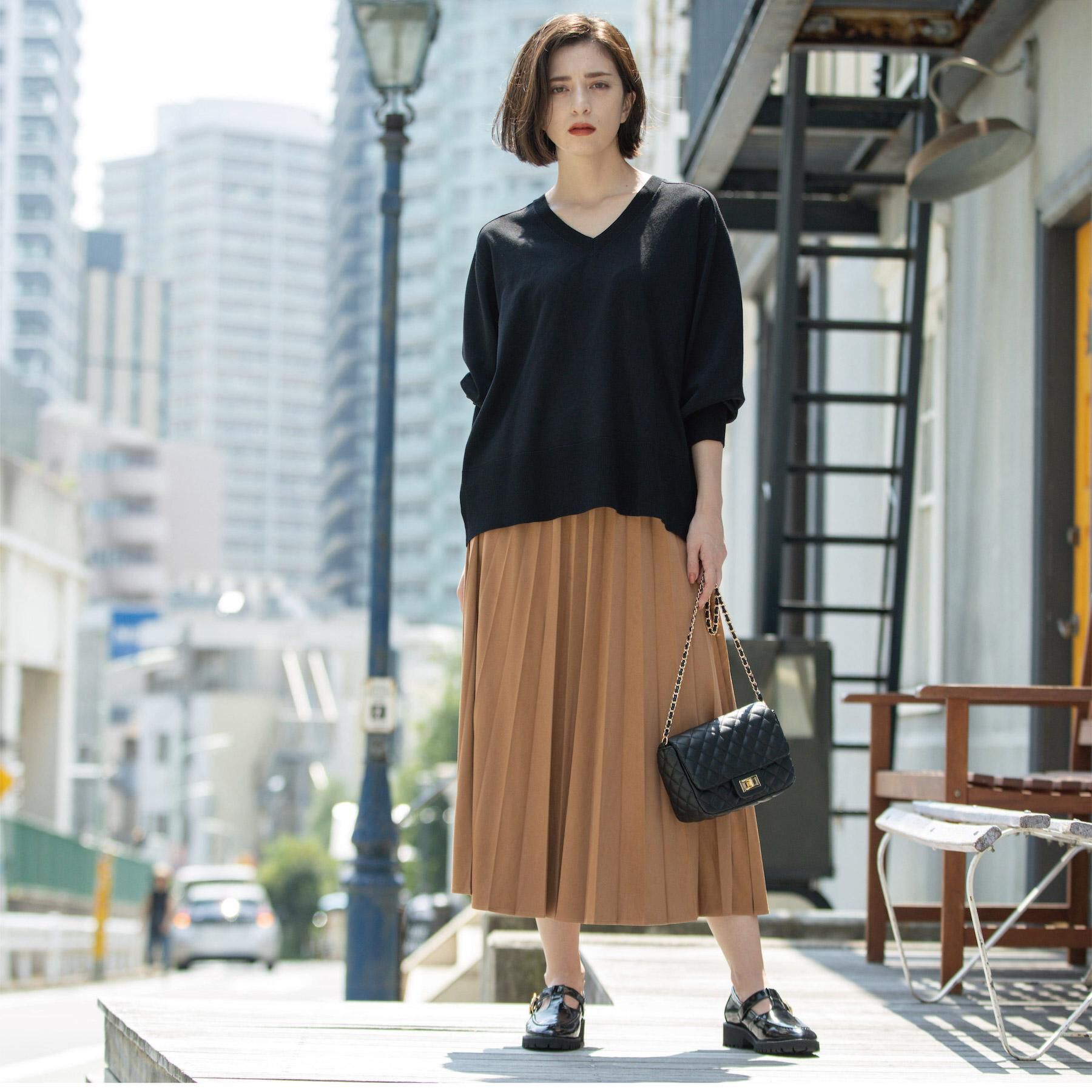 OPAQUE.CLIP「フェイクスウェードプリーツスカート【静電気防止加工/洗濯機OK】《6col/S～LL》」|スカート|