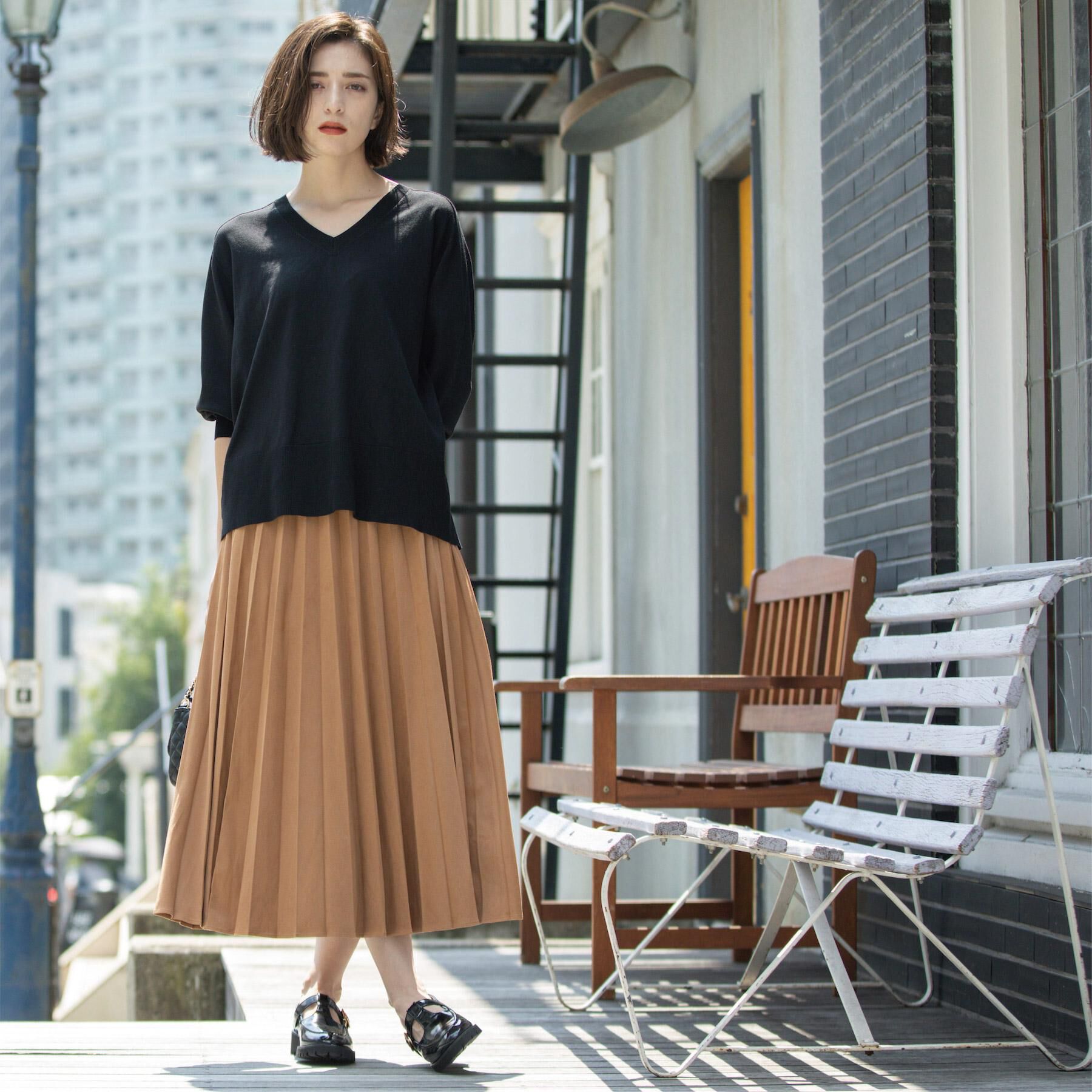 OPAQUE.CLIP「フェイクスウェードプリーツスカート【静電気防止加工/洗濯機OK】《6col/S～LL》」|スカート|