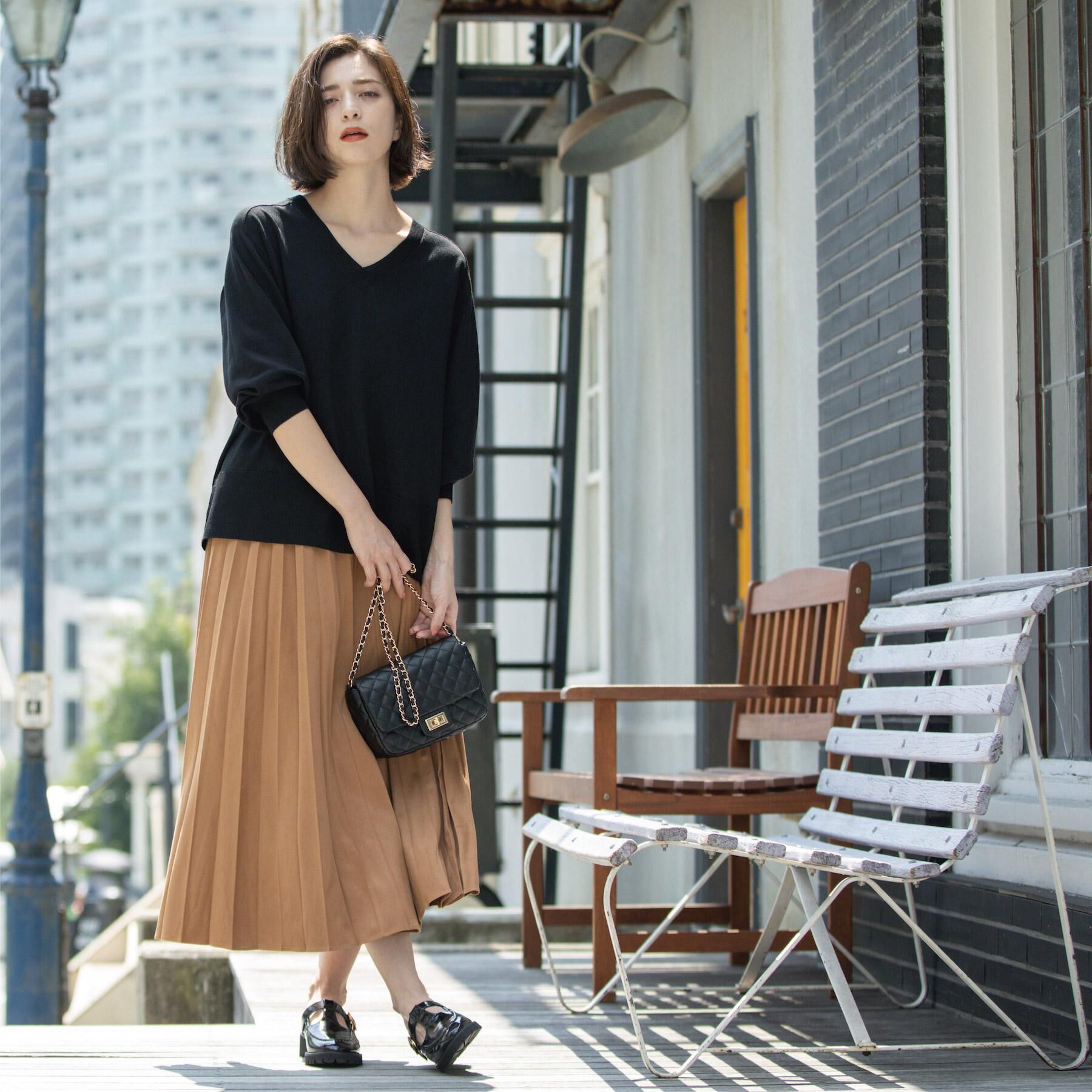 OPAQUE.CLIP「フェイクスウェードプリーツスカート【静電気防止加工/洗濯機OK】《6col/S～LL》」|スカート|