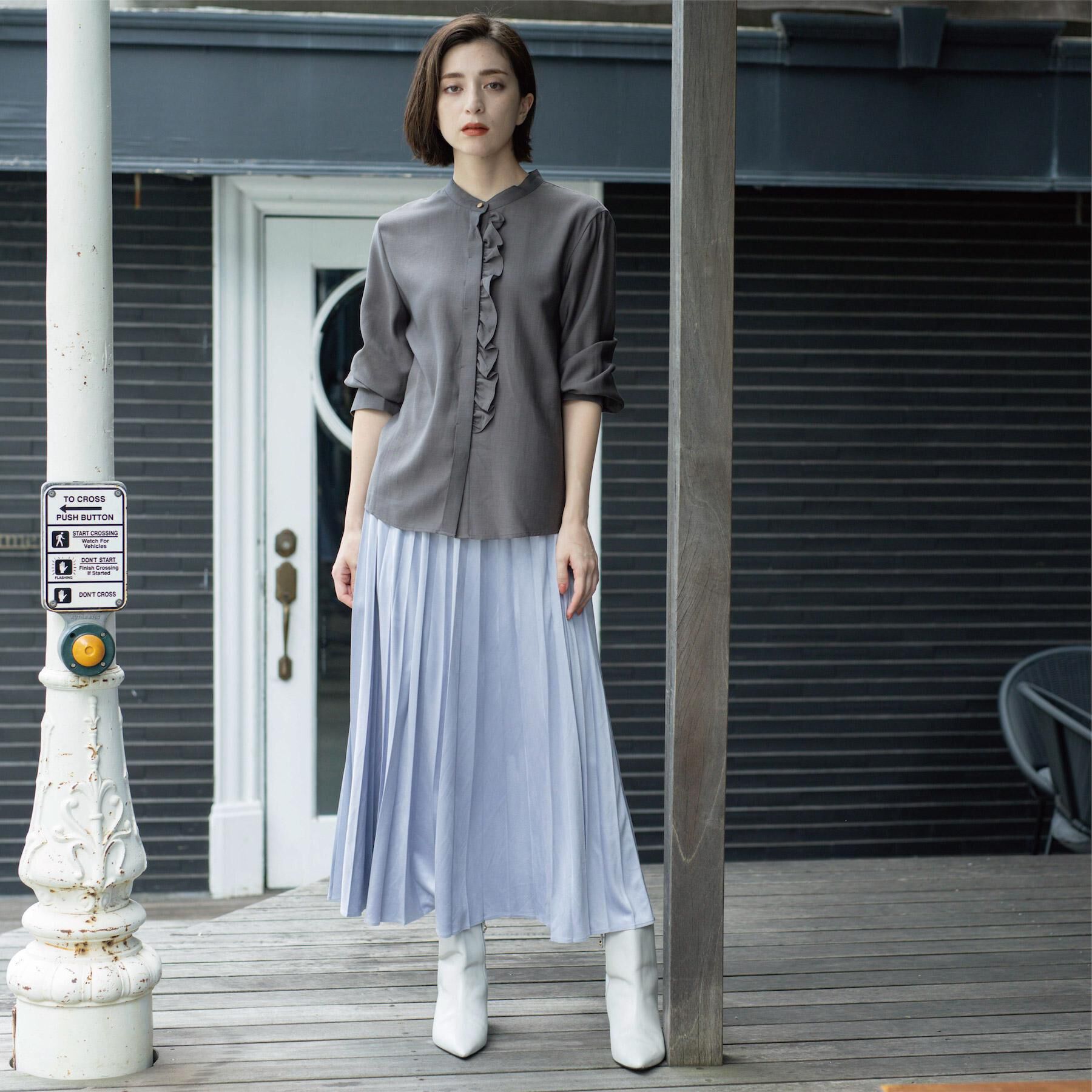 OPAQUE.CLIP「フェイクスウェードプリーツスカート【静電気防止加工/洗濯機OK】《6col/S～LL》」|スカート|