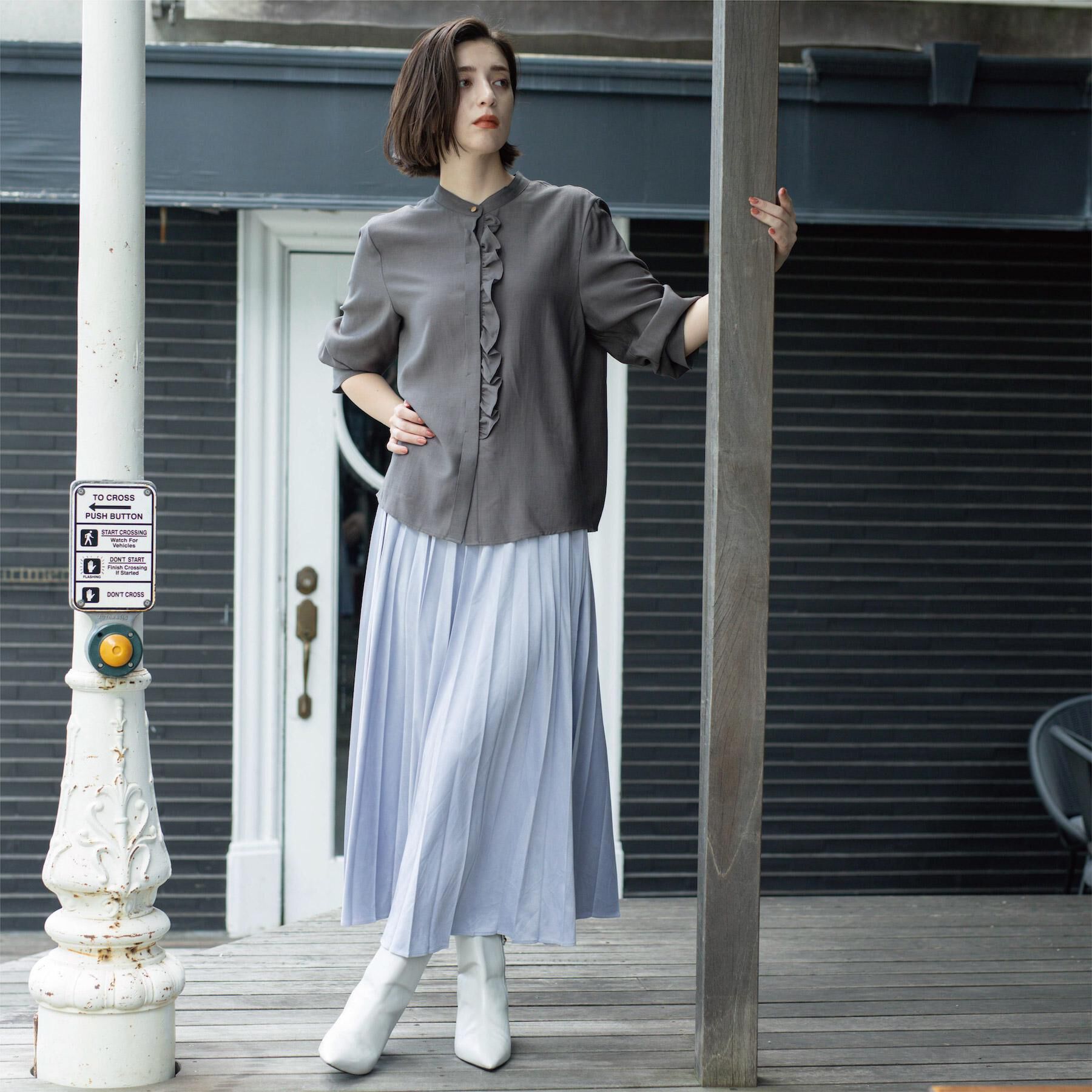 OPAQUE.CLIP「フェイクスウェードプリーツスカート【静電気防止加工/洗濯機OK】《6col/S～LL》」|スカート|