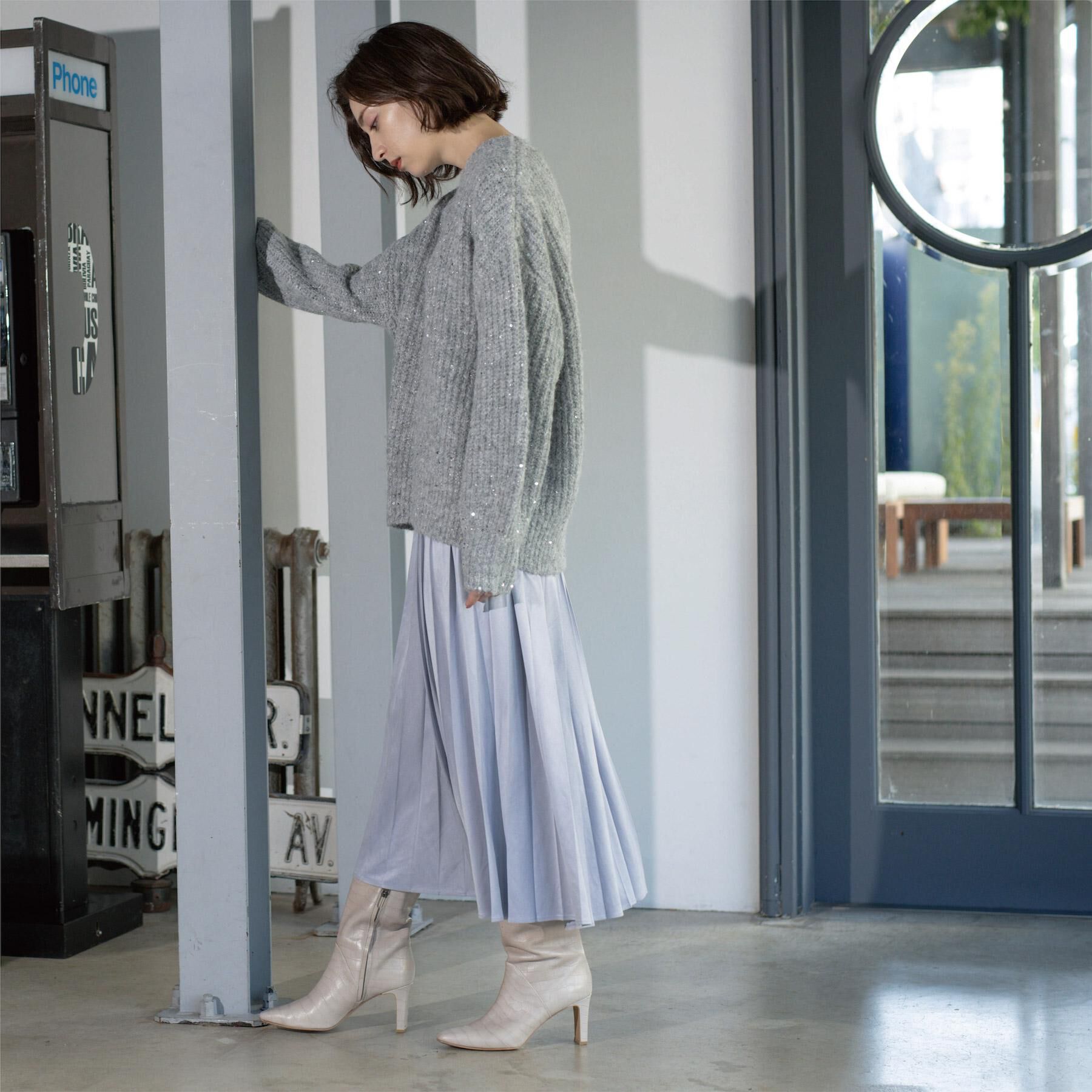 OPAQUE.CLIP「フェイクスウェードプリーツスカート【静電気防止加工/洗濯機OK】《6col/S～LL》」|スカート|