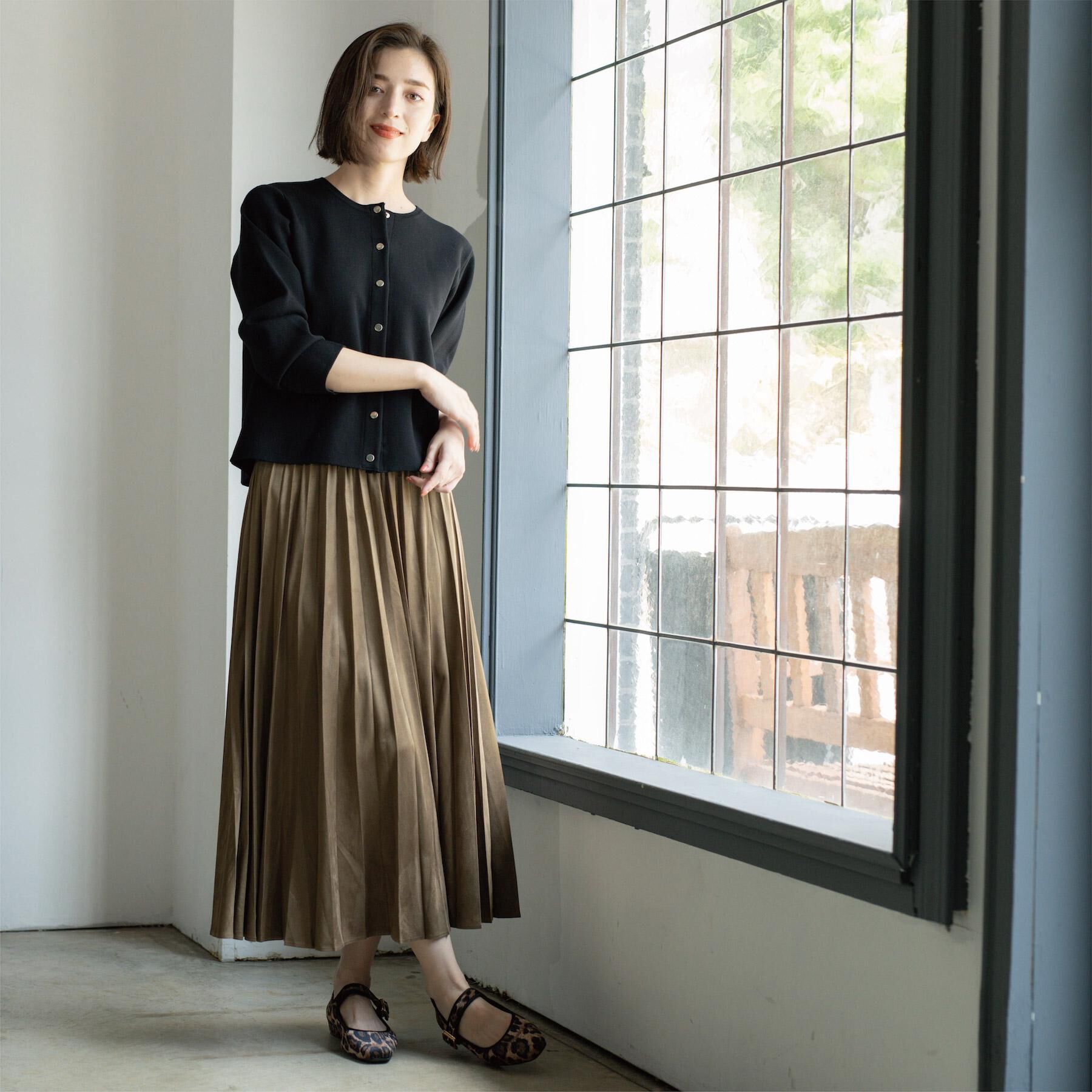 OPAQUE.CLIP「フェイクスウェードプリーツスカート【静電気防止加工/洗濯機OK】《6col/S～LL》」|スカート|