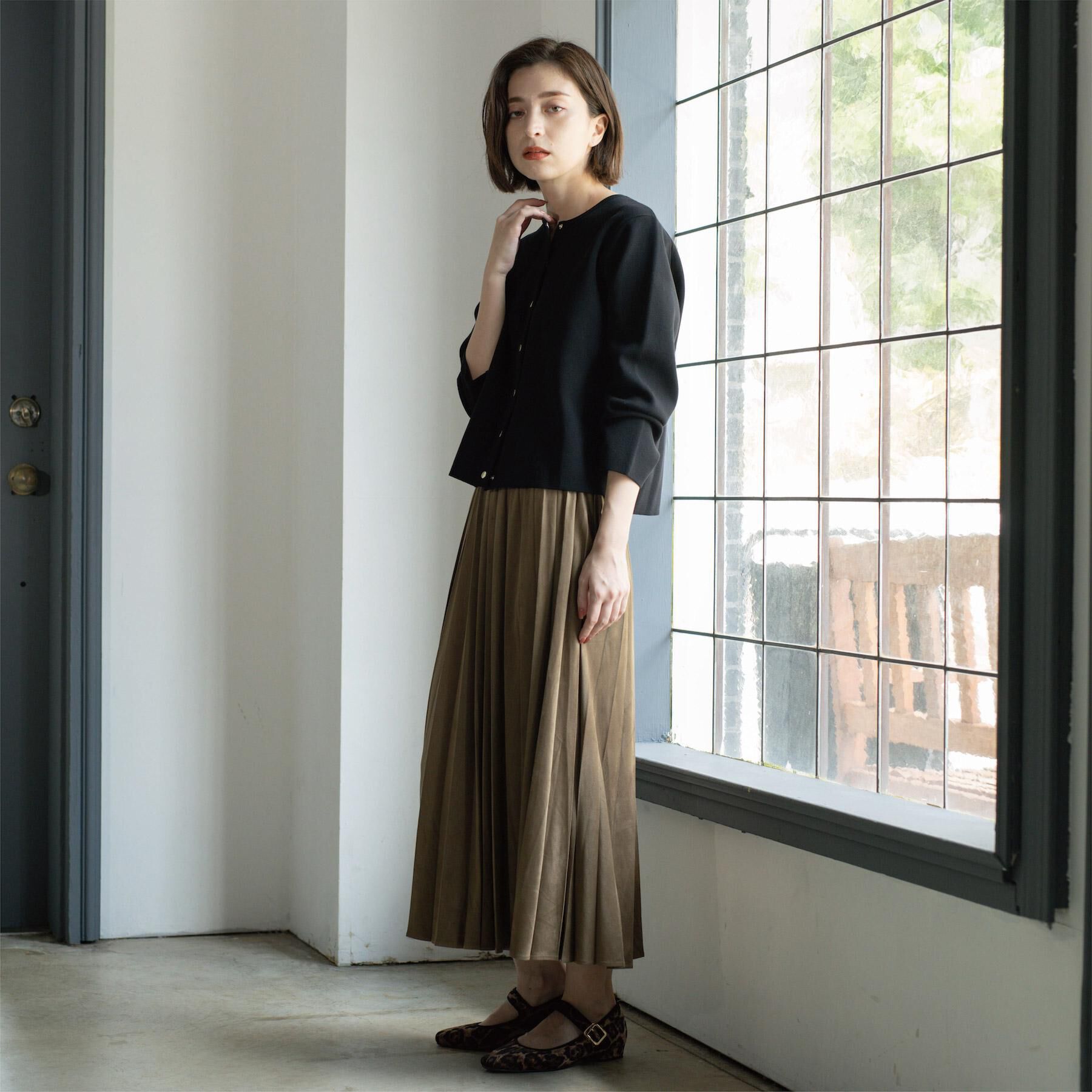 OPAQUE.CLIP「フェイクスウェードプリーツスカート【静電気防止加工/洗濯機OK】《6col/S～LL》」|スカート|