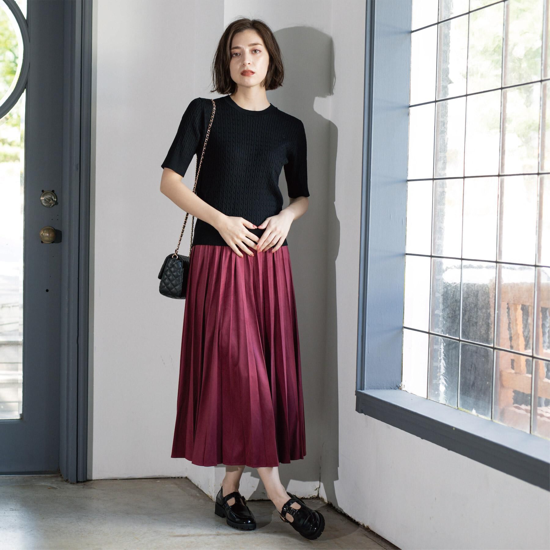 OPAQUE.CLIP「フェイクスウェードプリーツスカート【静電気防止加工/洗濯機OK】《6col/S～LL》」|スカート|