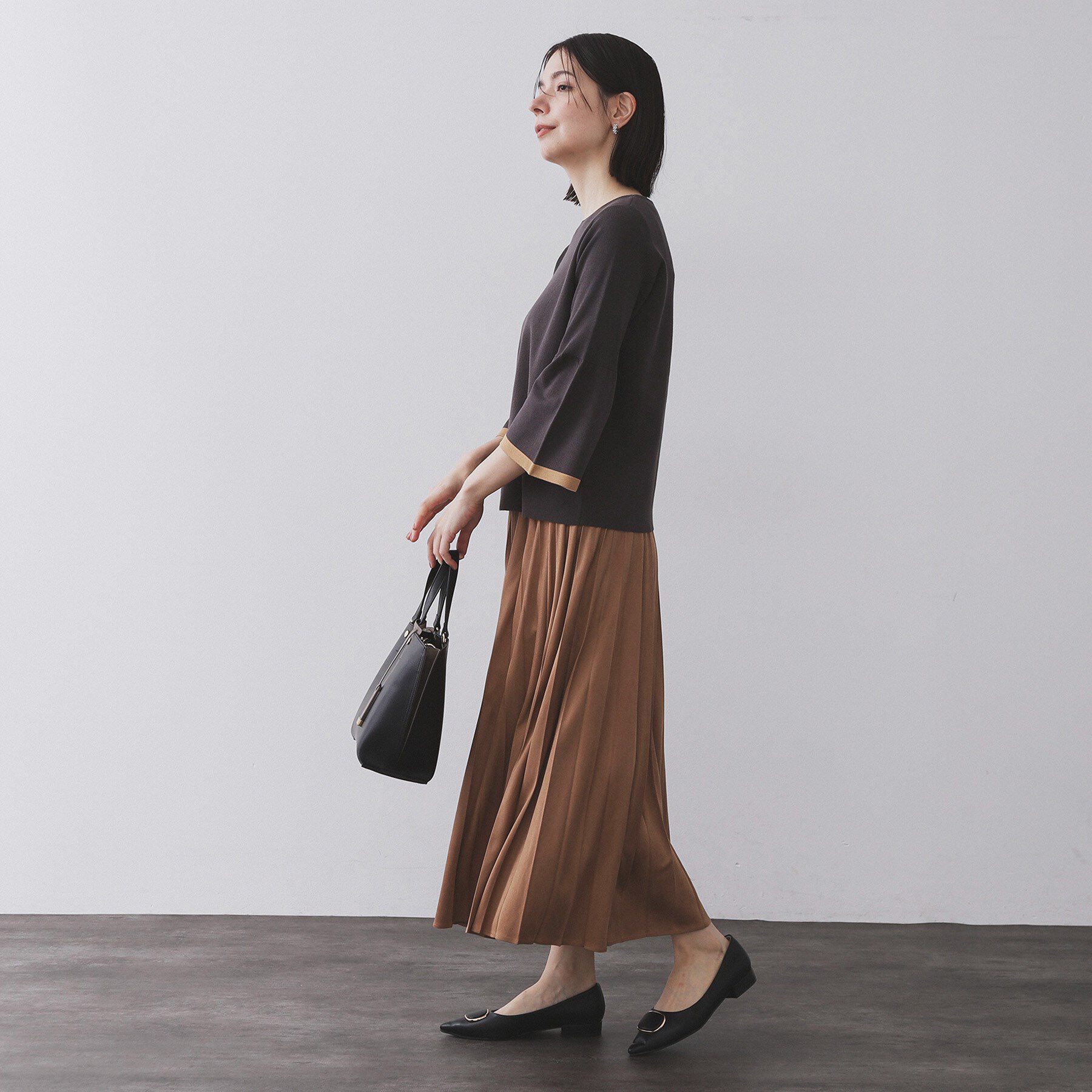 OPAQUE.CLIP「フェイクスウェードプリーツスカート【静電気防止加工/洗濯機OK】《6col/S～LL》」|スカート|