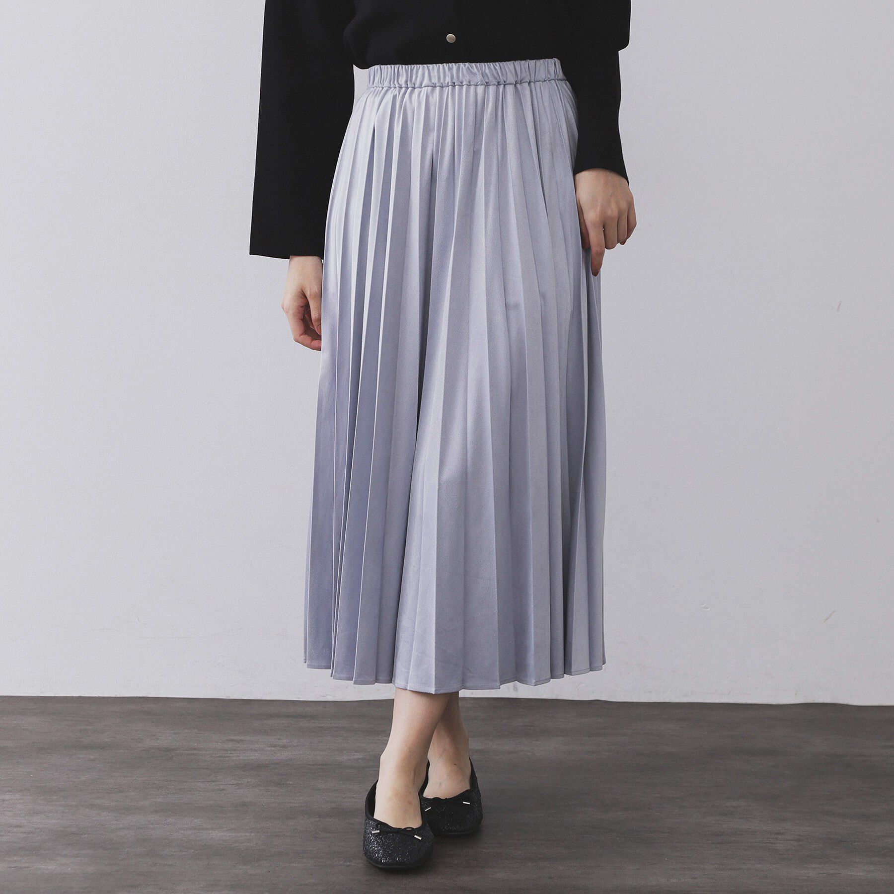 OPAQUE.CLIP「フェイクスウェードプリーツスカート【静電気防止加工/洗濯機OK】《6col/S～LL》」|スカート|