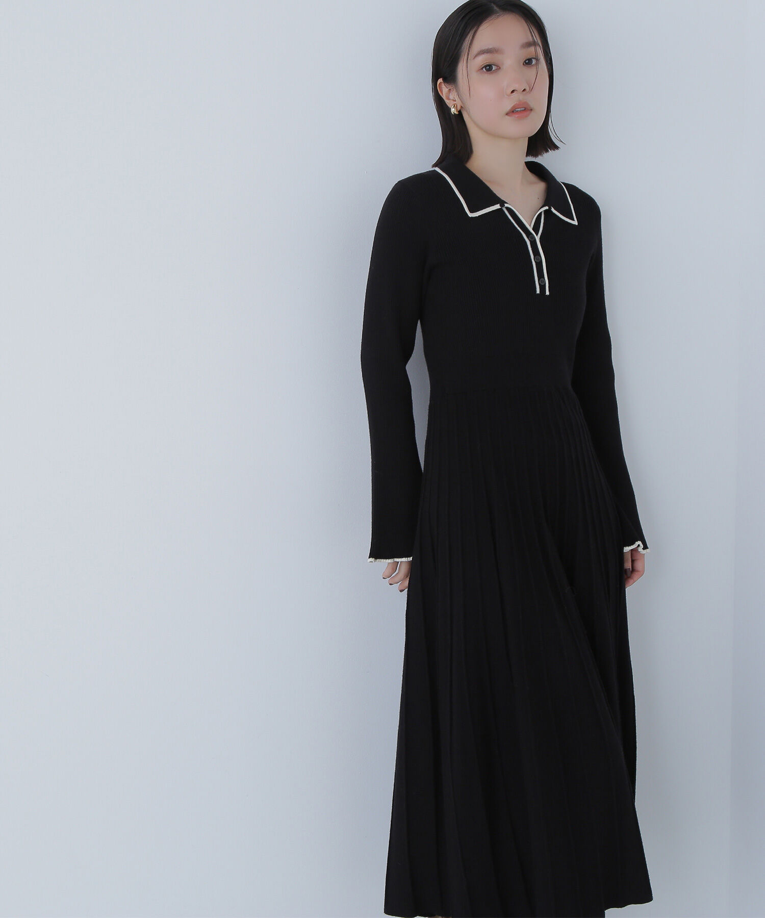 スキッパーバイカラーニットワンピース｜ルミネのファッション通販