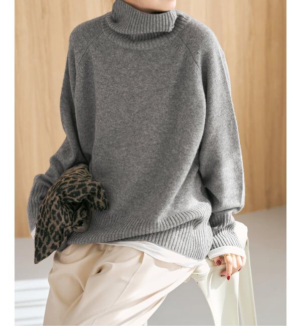 WEB限定カラー有り》ウールカシミヤ ラグランタートルニット（Spick