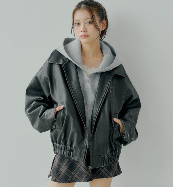 フェイクレザールーズジップブルゾン　(ファー取り外し可能) ファー取り外し可能】フェイクレザールーズジップブルゾン｜ルミネの