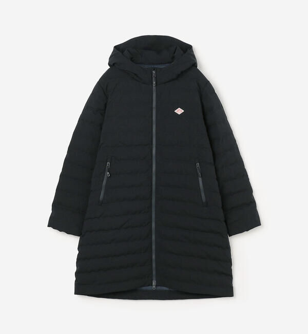 Dantonダントン ミドルダウン フードコート ブラック DANTON | ウールライク ミドルダウンフードコート WOMEN（DANTON