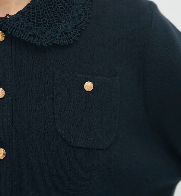 コットンカシミヤ レースコンビポケットカーディガン（CABaN）｜ルミネ