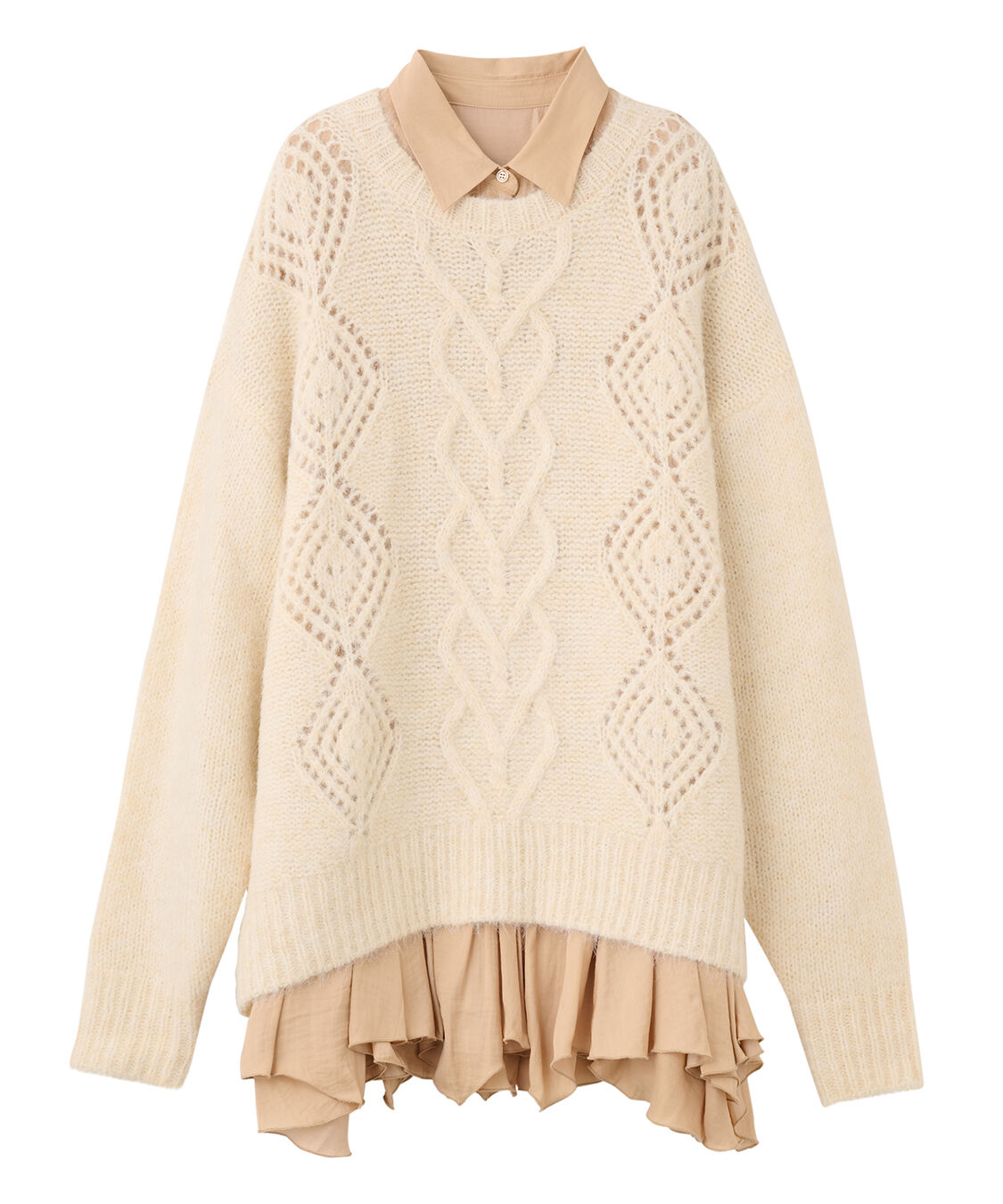 ケーブルニット×ペプラムシャツミニワンピース（COCO DEAL）｜ルミネの