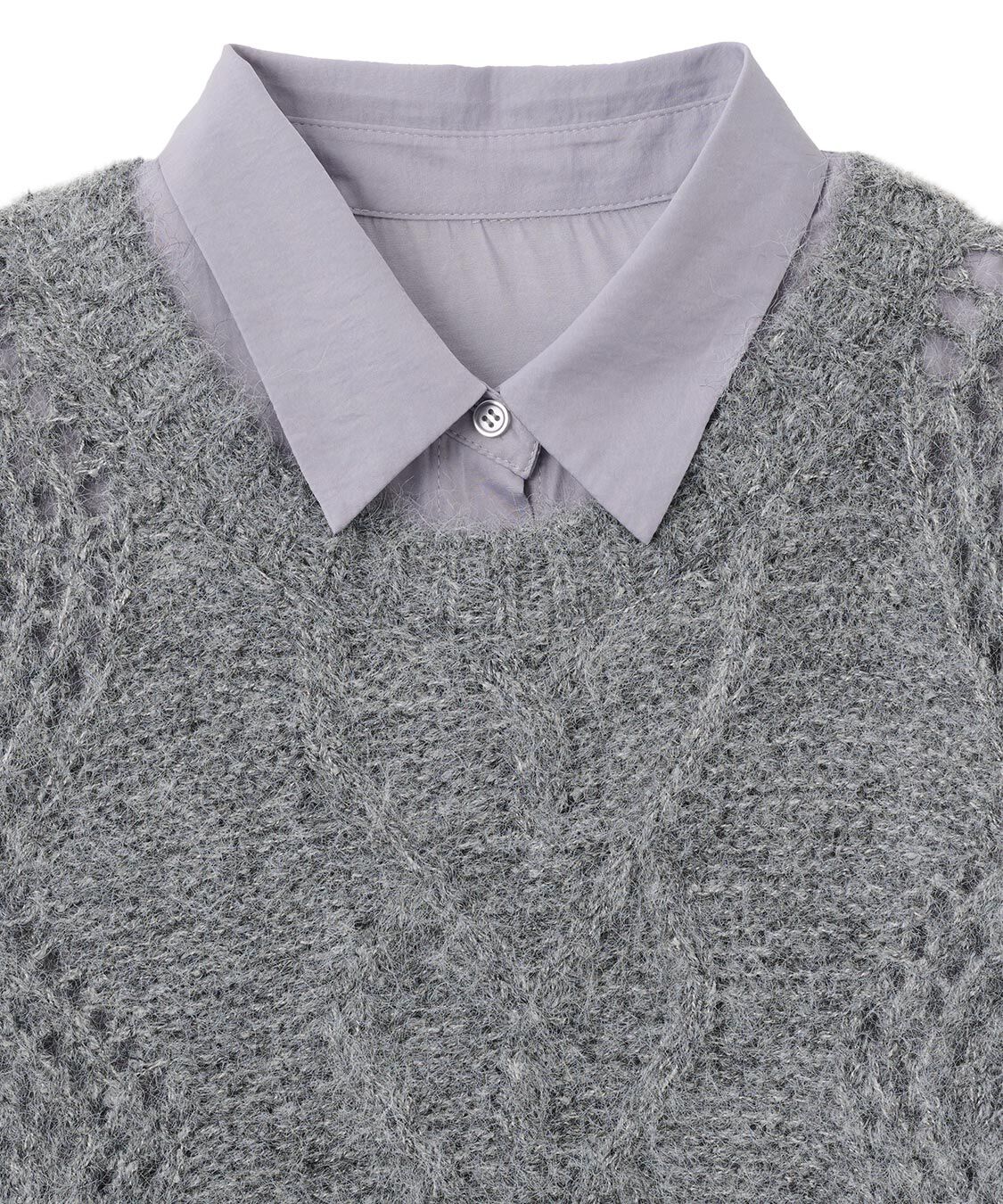 ケーブルニット×ペプラムシャツミニワンピース（COCO DEAL）｜ルミネの