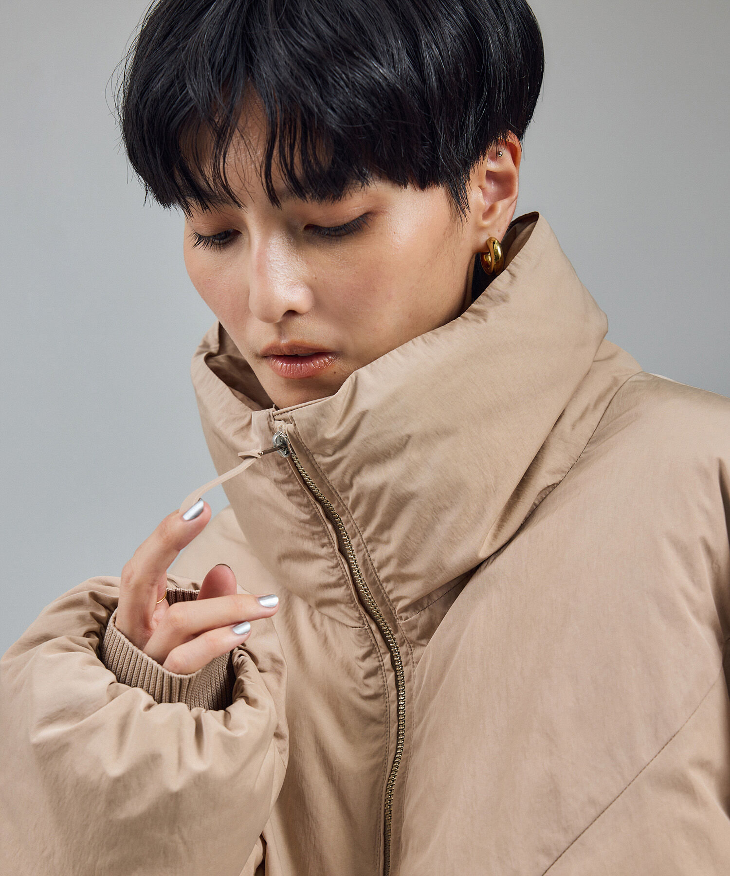 GREENDOWN（グリーンダウン）][撥水加工]スタンドカラーダウン