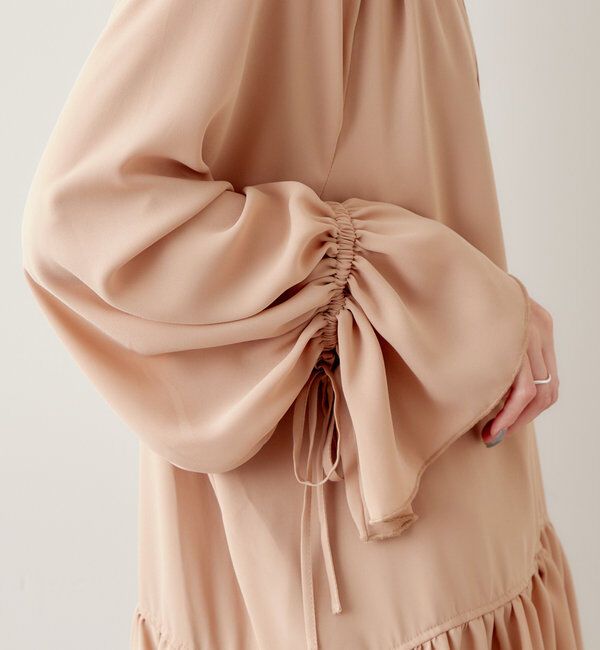 Swingle ジョーゼットフリルフリルミニワンピース （ライトベージュ） スウィングル SWINGLE ジョーゼットフリルフリルミニワンピース