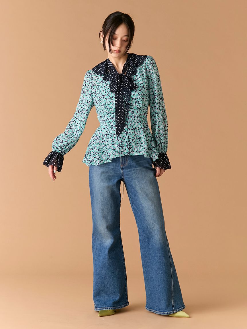 WEB限定00サイズ】ストレッチフレアデニムパンツ（LILY BROWN