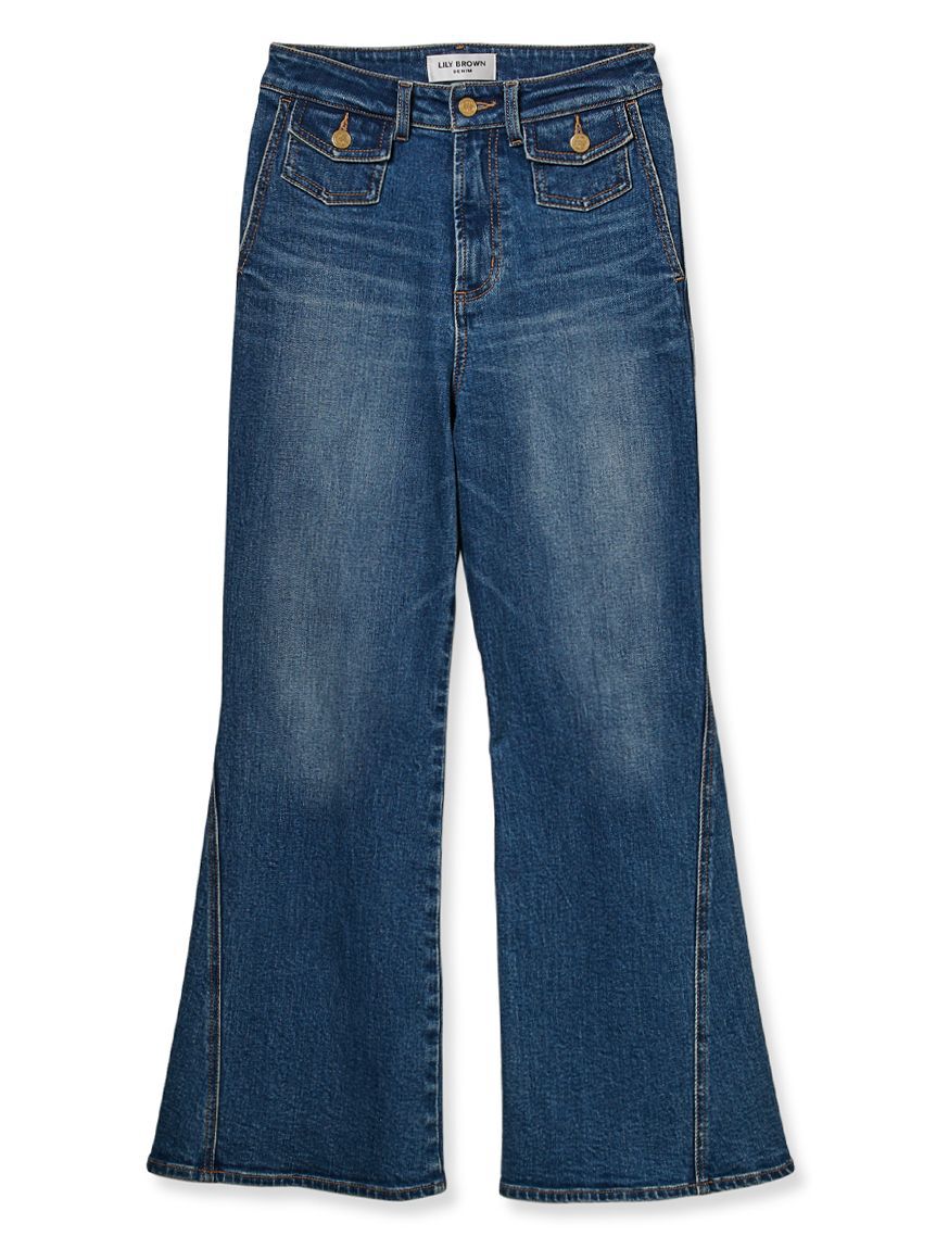 WEB限定00サイズ】ストレッチフレアデニムパンツ（LILY BROWN