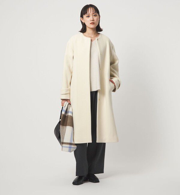 UNITED ARROWS　ノーカラーコート size SHORTあり］SENTDALE WOOL セントデールウール ノーカラー コート