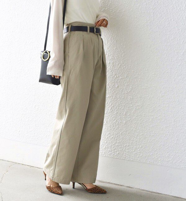 SHIPS for women「* 〈手洗い可能〉2タック ワイド チノパンツ ◇」|チノ|