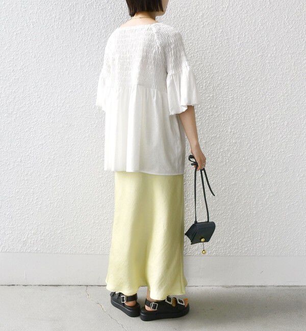 SHIPS for women「【WEB限定】〈手洗い可能〉レーヨン リネン コーティング シャーリング ブラウス」|シャツ・ブラウス|