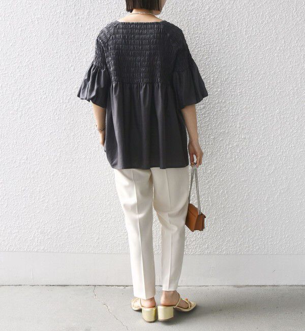 SHIPS for women「【WEB限定】〈手洗い可能〉レーヨン リネン コーティング シャーリング ブラウス」|シャツ・ブラウス|