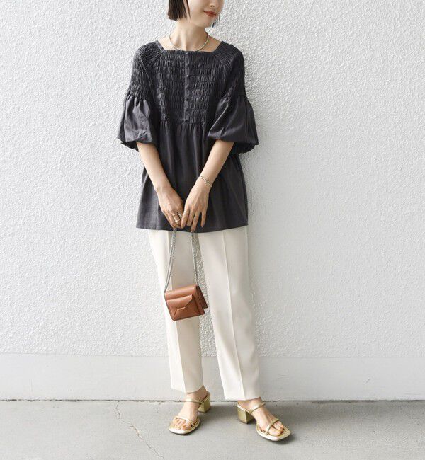 SHIPS for women「【WEB限定】〈手洗い可能〉レーヨン リネン コーティング シャーリング ブラウス」|シャツ・ブラウス|