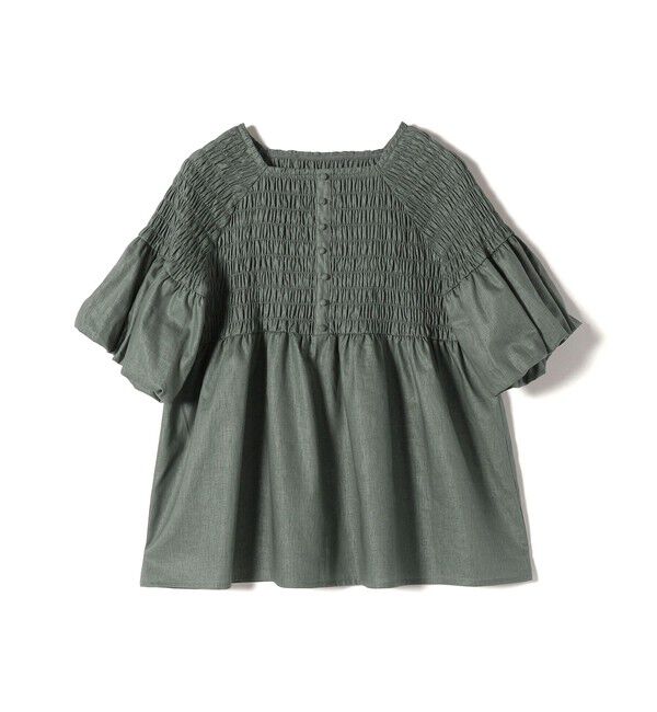 SHIPS for women「【WEB限定】〈手洗い可能〉レーヨン リネン コーティング シャーリング ブラウス」|シャツ・ブラウス|