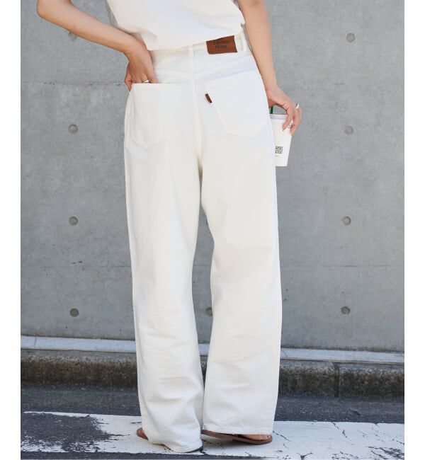 OUTDOOR PRODUCTS Usual Things「中目 EC限定 追加 ULTライトデニムハイライズルーズ5PKT WHITE」|デニム|ホワイト