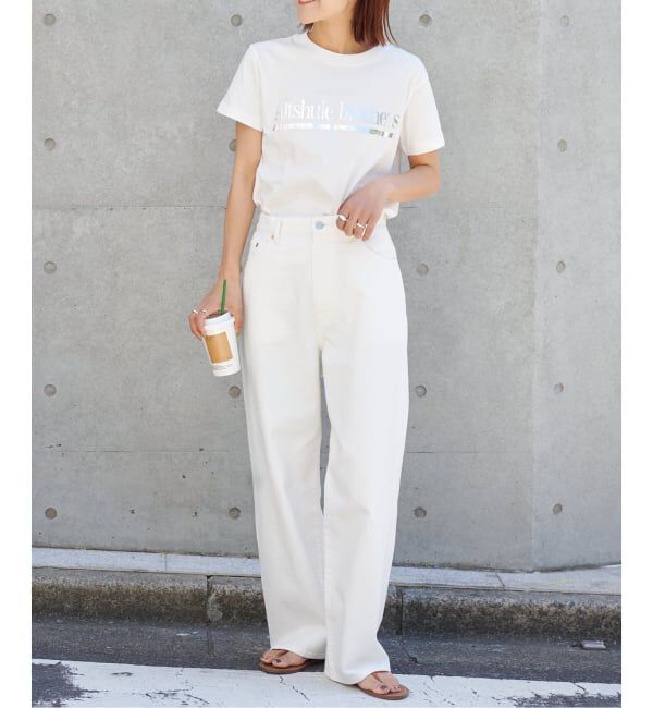 OUTDOOR PRODUCTS Usual Things「中目 EC限定 追加 ULTライトデニムハイライズルーズ5PKT WHITE」|デニム|