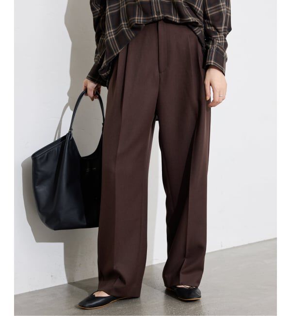 SLOBE IENA「パウダーツイルイージーテーパードパンツ」|その他|ブラウン