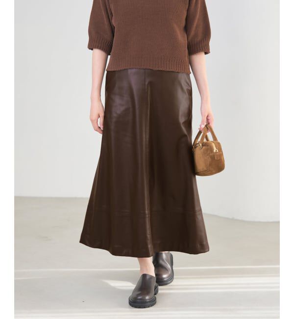 IENA「フェイクレザーフレアスカート」|スカート|