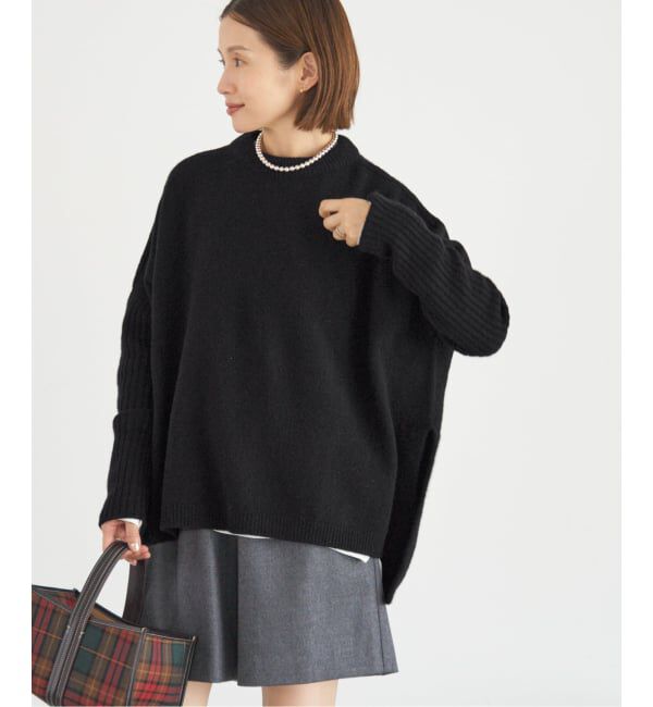 IENA「《WEB限定/追加》ウールカシミヤ 脇スリットクルーネックプルオーバー」|ニット・セーター|