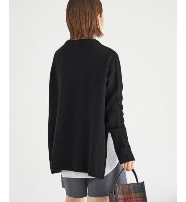 IENA「《WEB限定/追加》ウールカシミヤ 脇スリットクルーネックプルオーバー」|ニット・セーター|