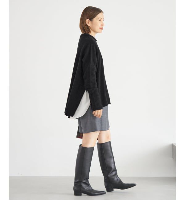 IENA「《WEB限定/追加》ウールカシミヤ 脇スリットクルーネックプルオーバー」|ニット・セーター|