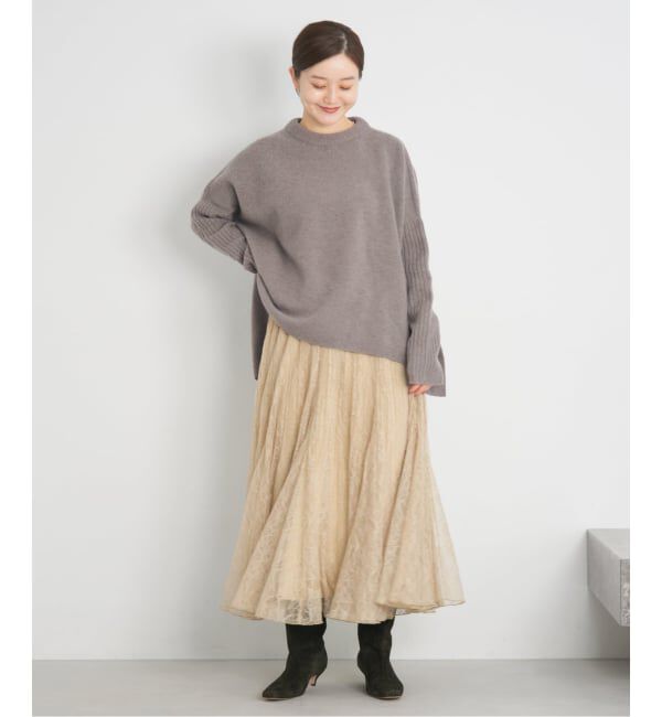 IENA「《WEB限定/追加》ウールカシミヤ 脇スリットクルーネックプルオーバー」|ニット・セーター|