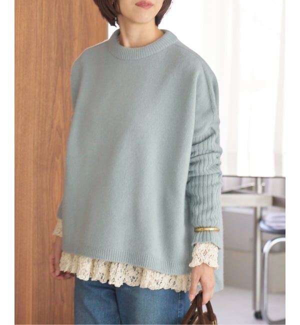 IENA「《WEB限定/追加》ウールカシミヤ 脇スリットクルーネックプルオーバー」|ニット・セーター|