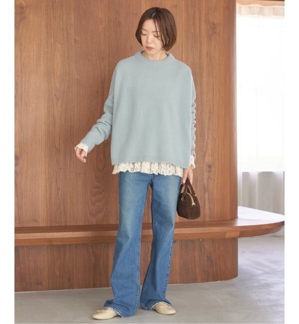 IENA「《WEB限定/追加》ウールカシミヤ 脇スリットクルーネックプルオーバー」|ニット・セーター|