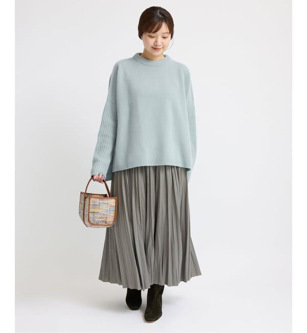 IENA「《WEB限定/追加》ウールカシミヤ 脇スリットクルーネックプルオーバー」|ニット・セーター|