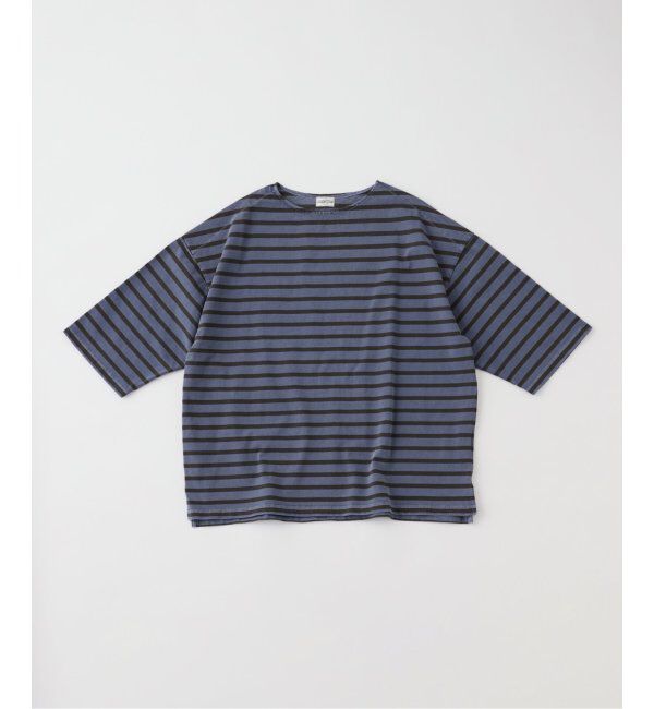 J.S.Homestead「J.S.Homestead / ピグメントボーダー ボートネックTシャツ」|Tシャツ・カットソー|ブルー