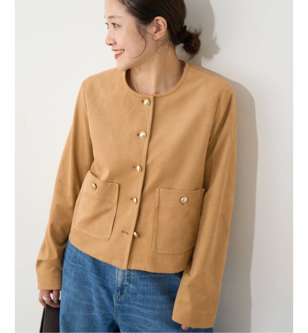 JOURNAL STANDARD「《予約》フェイクスエードノーカラージャケット」|ノーカラージャケット|ベージュ