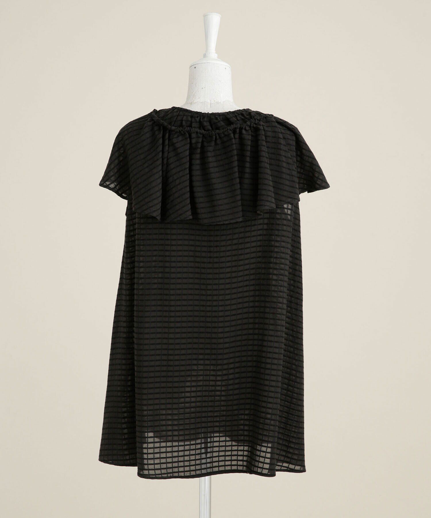 nano･universe「LB.03/ドビーチェックフレアカラーギャザーブラウス」|シャツ・ブラウス|