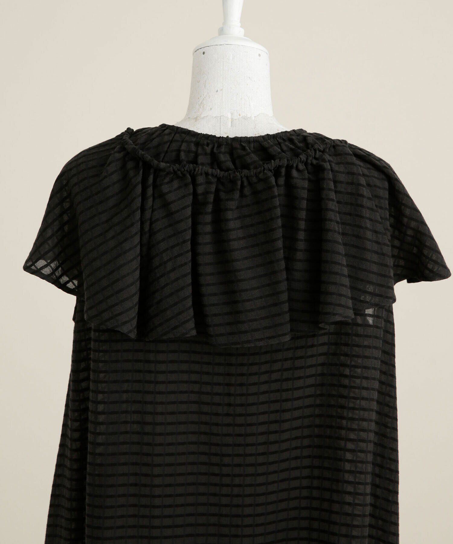 nano･universe「LB.03/ドビーチェックフレアカラーギャザーブラウス」|シャツ・ブラウス|