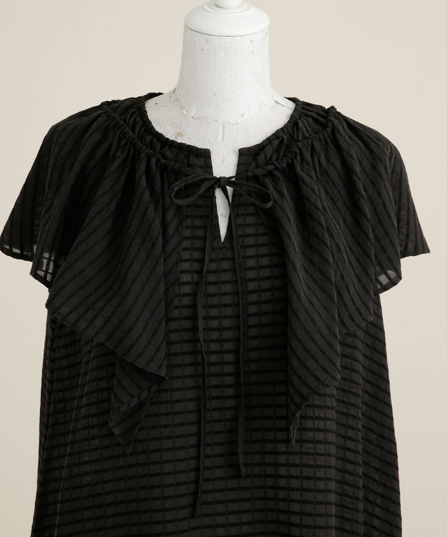 nano･universe「LB.03/ドビーチェックフレアカラーギャザーブラウス」|シャツ・ブラウス|