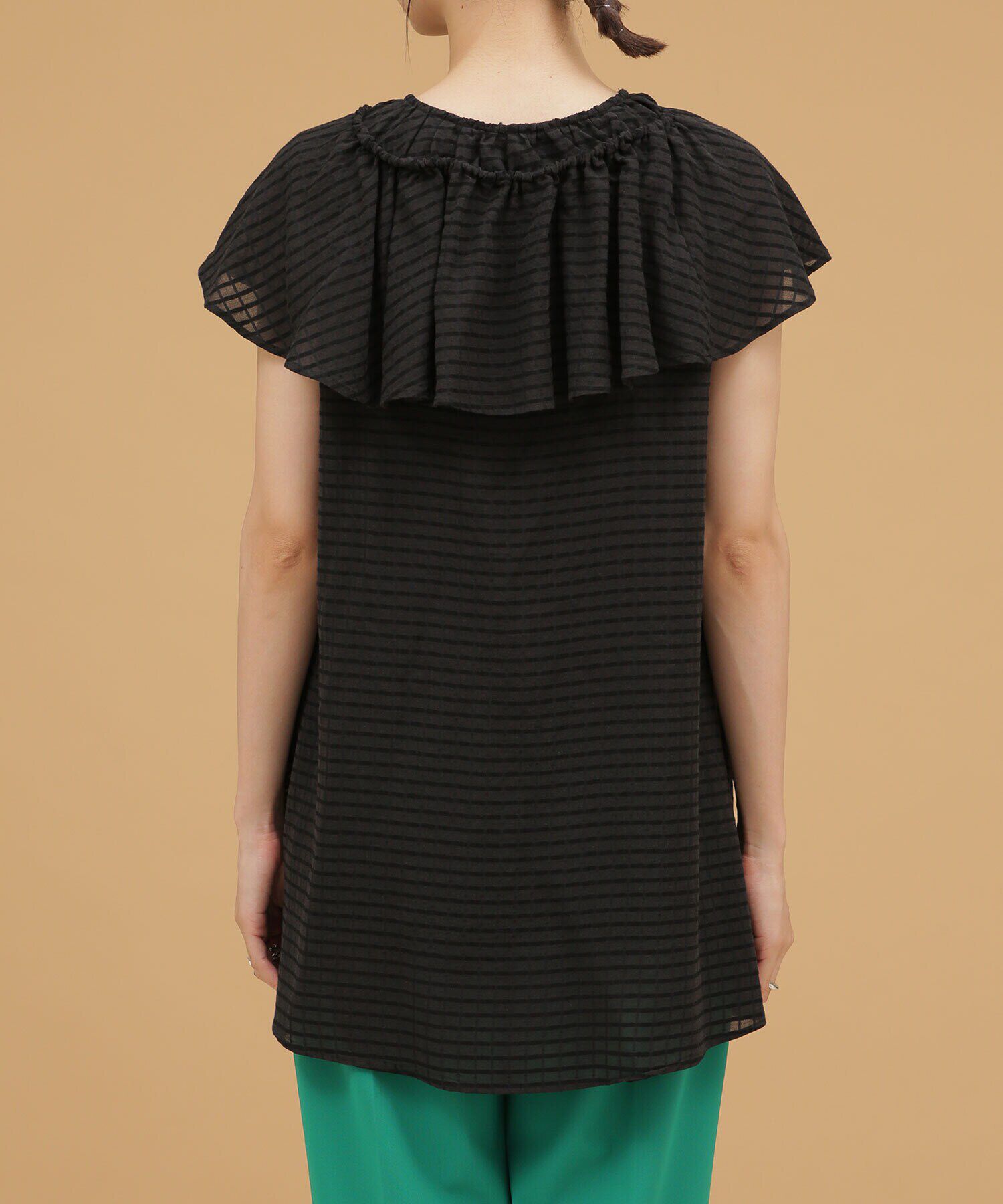 nano･universe「LB.03/ドビーチェックフレアカラーギャザーブラウス」|シャツ・ブラウス|