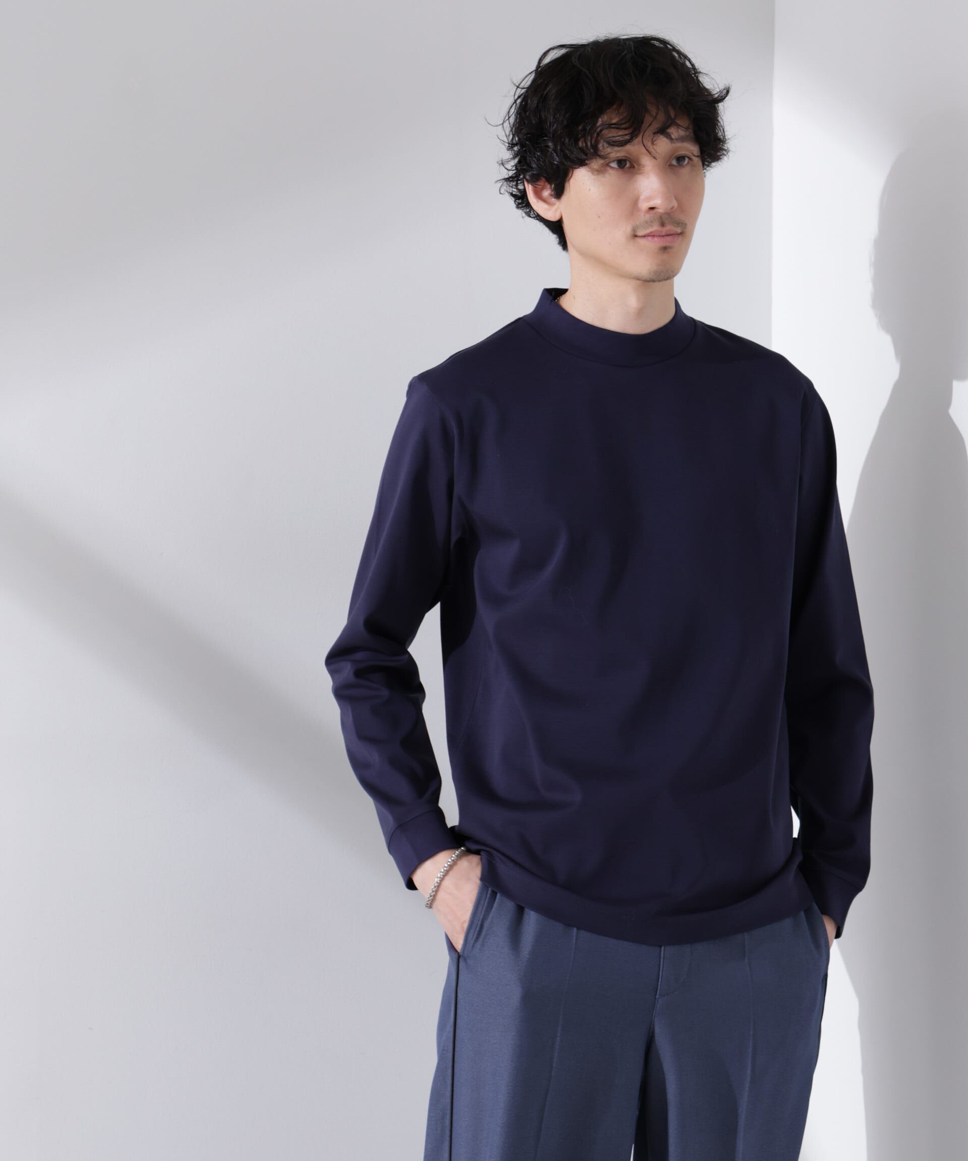 nano･universe「アンチスメルモックネックTシャツ 長袖」|Tシャツ・カットソー|ネイビー