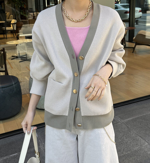  「配色Vカーディガン」|カーディガン|